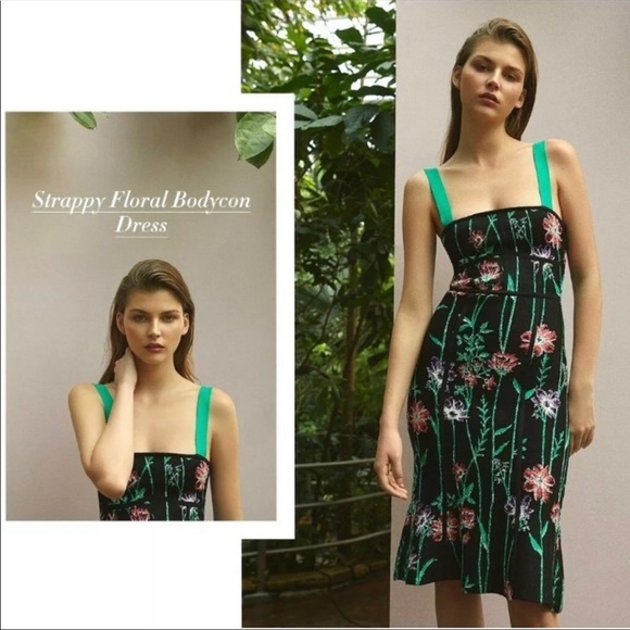 BCBGMaxAzria Dresses & Skirts - BCBGMaxazria strappy floral bodycon dress